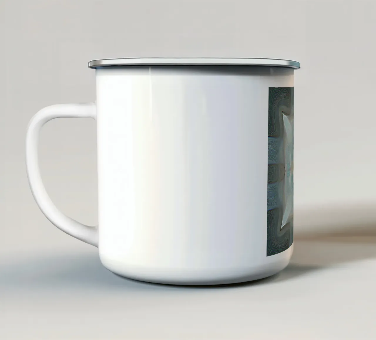 4 Ecken Kaleidoskop mit Linien gemusterte Formen, bläulich Emaille Tasse von Gürsel Yesil Digital Art