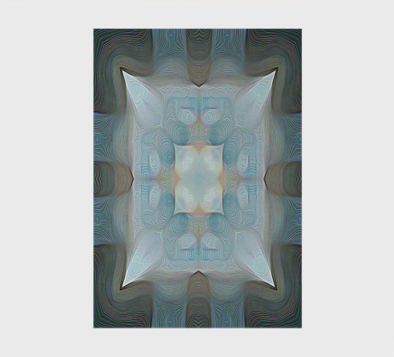 4 corners kaleidoscope with lines patterned shapes, bluish notebook by Gürsel Yesil Digital Art