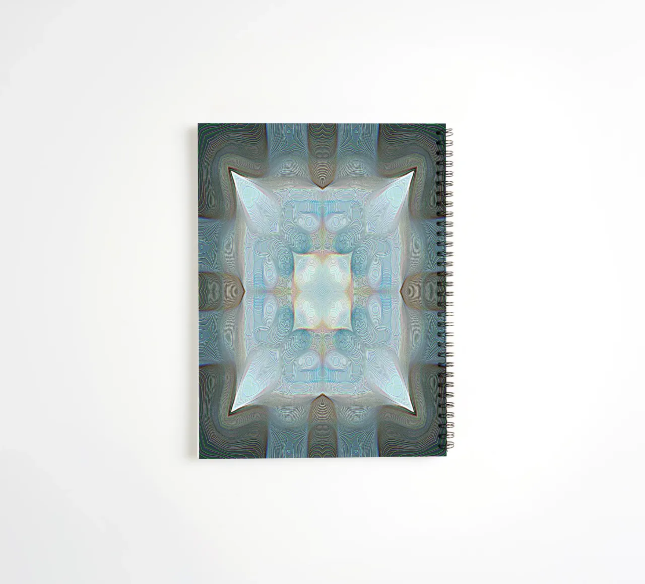 4 Ecken Kaleidoskop mit Linien gemusterte Formen, bläulich Ringbuch von Gürsel Yesil Digital Art