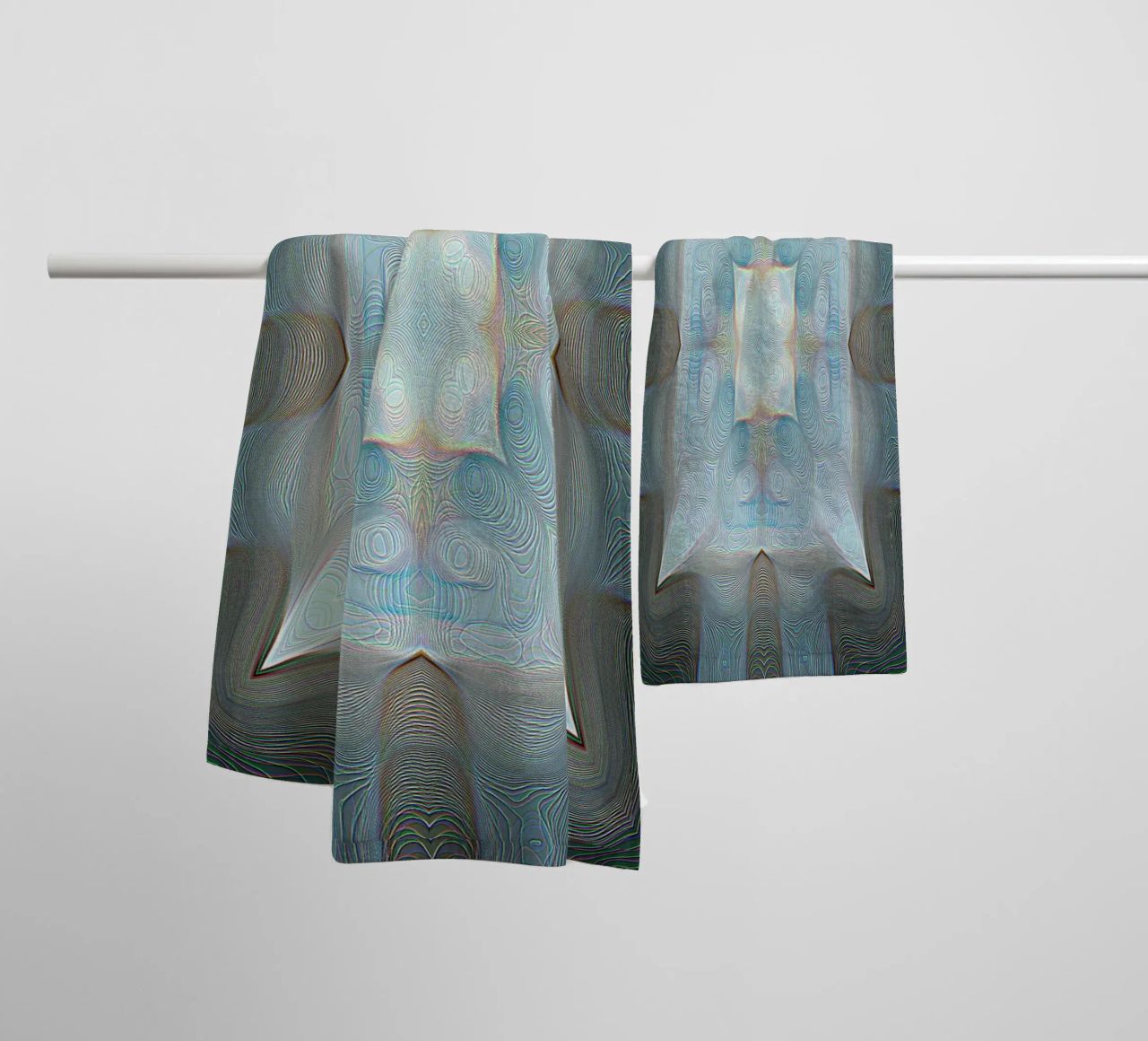 4 corners kaleidoscope with lines patterned shapes, bluish towel by Gürsel Yesil Digital Art