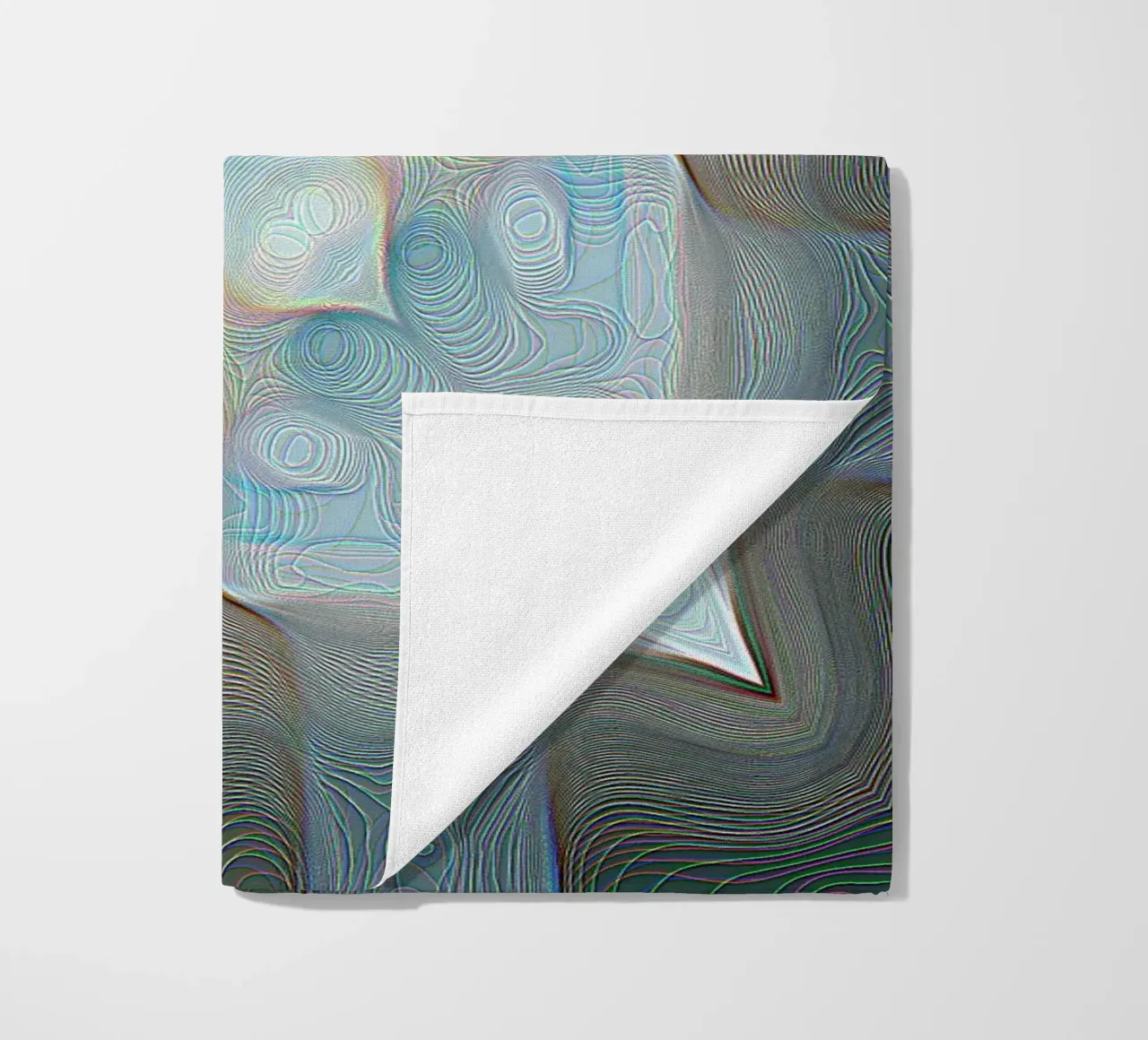 4 corners kaleidoscope with lines patterned shapes, bluish beach towel by Gürsel Yesil Digital Art