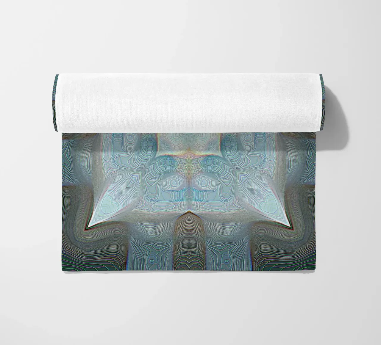 4 corners kaleidoscope with lines patterned shapes, bluish beach towel by Gürsel Yesil Digital Art