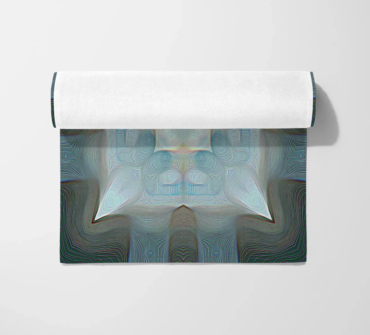 4 corners kaleidoscope with lines patterned shapes, bluish beach towel by Gürsel Yesil Digital Art