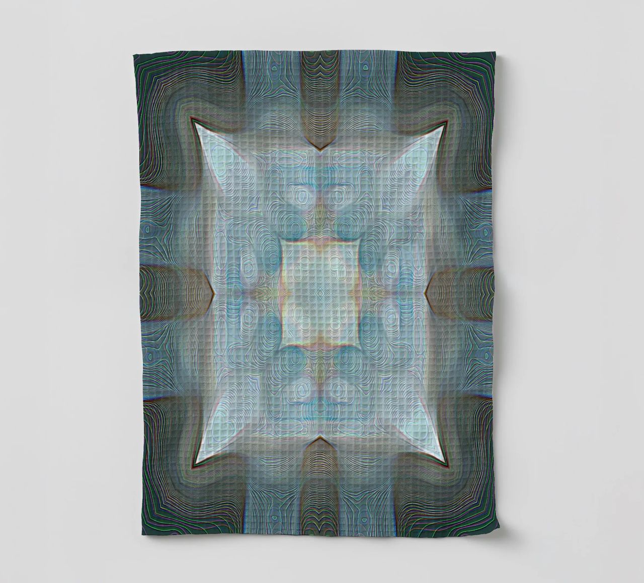 4 coins kaléidoscope avec des lignes de formes à motifs, bleuâtre torchon de Gürsel Yesil Digital Art