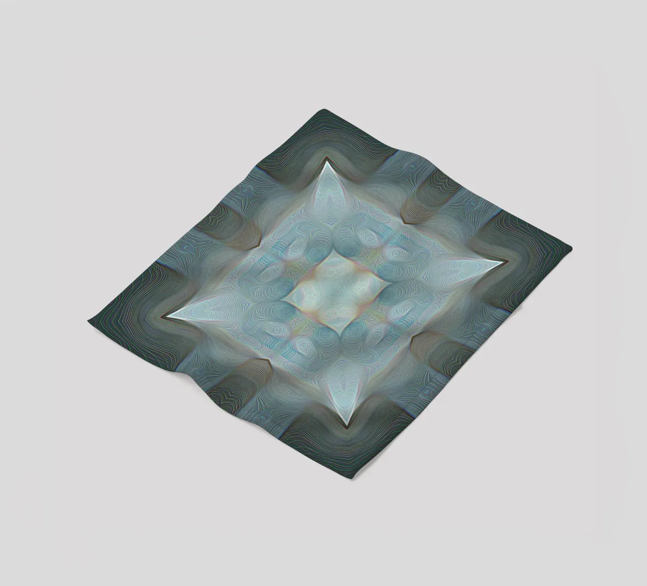 4 Ecken Kaleidoskop mit Linien gemusterte Formen, bläulich Fleecedecke von Gürsel Yesil Digital Art