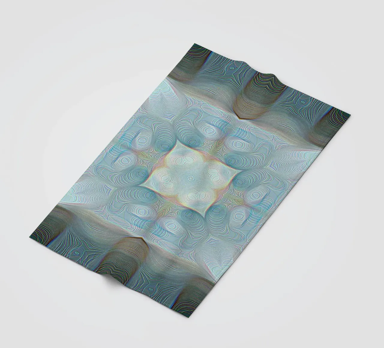4 Ecken Kaleidoskop mit Linien gemusterte Formen, bläulich Fleecedecke von Gürsel Yesil Digital Art