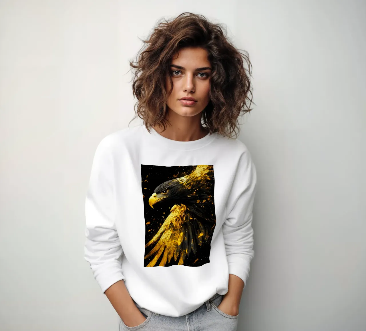 Golden eagle sweatshirt by Justyna Jaszke JBJart