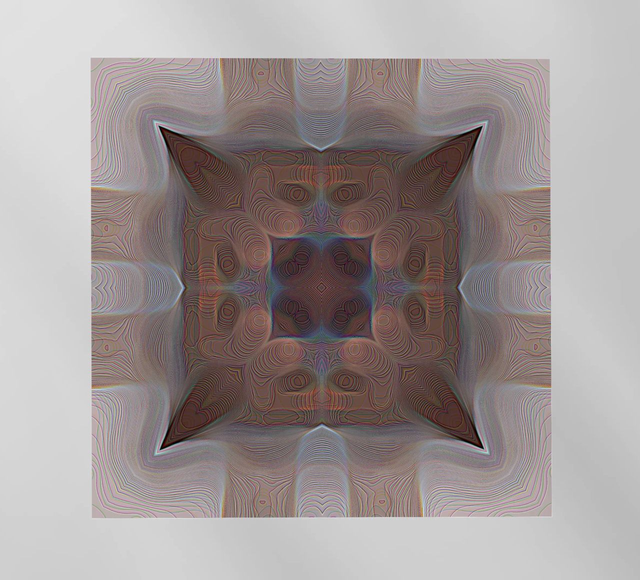 Caleidoscopio a 4 angoli con linee e motivi in rosso-marrone pellicola backlit da Gürsel Yesil Digital Art