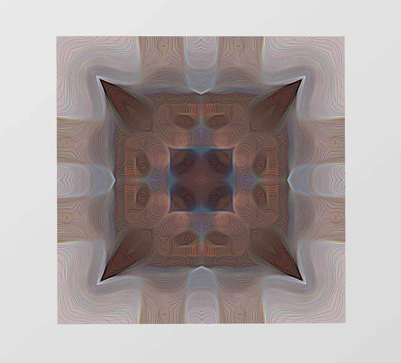 Caleidoscopio a 4 angoli con linee e motivi in rosso-marrone pellicola backlit da Gürsel Yesil Digital Art
