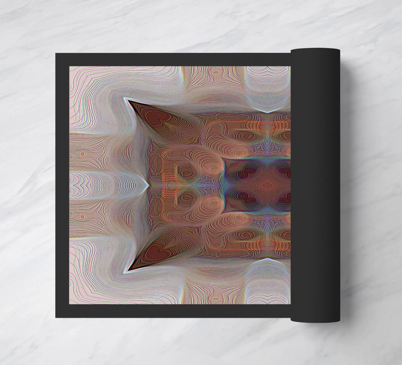 4 corners kaleidoscope with lines patterned shapes in red-brown doormat by Gürsel Yesil Digital Art