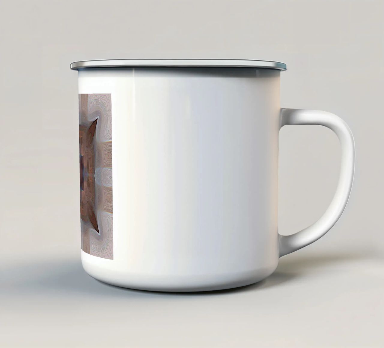 Caleidoscopio a 4 angoli con linee e motivi in rosso-marrone tazza in smalto da Gürsel Yesil Digital Art