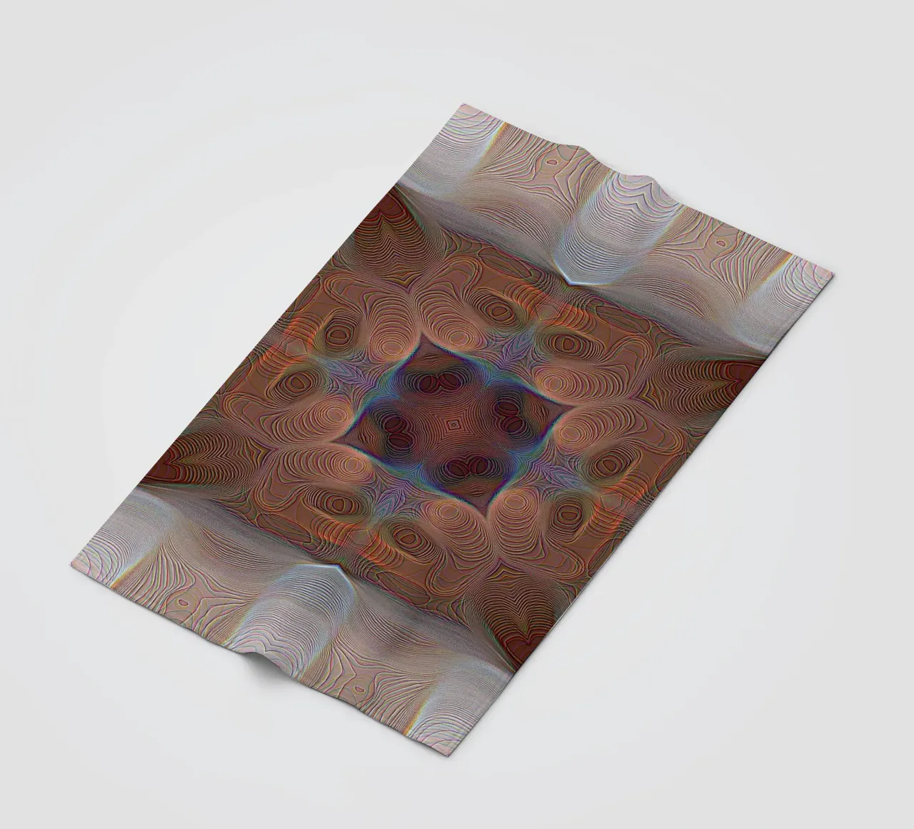 4 Ecken Kaleidoskop mit Linien gemusterte Formen in rotbraun Fleecedecke von Gürsel Yesil Digital Art