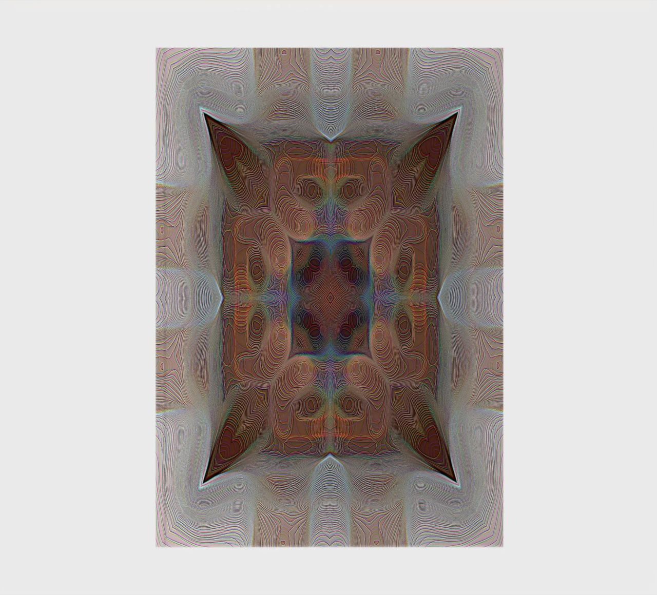 4 corners kaleidoscope with lines patterned shapes in red-brown notebook by Gürsel Yesil Digital Art