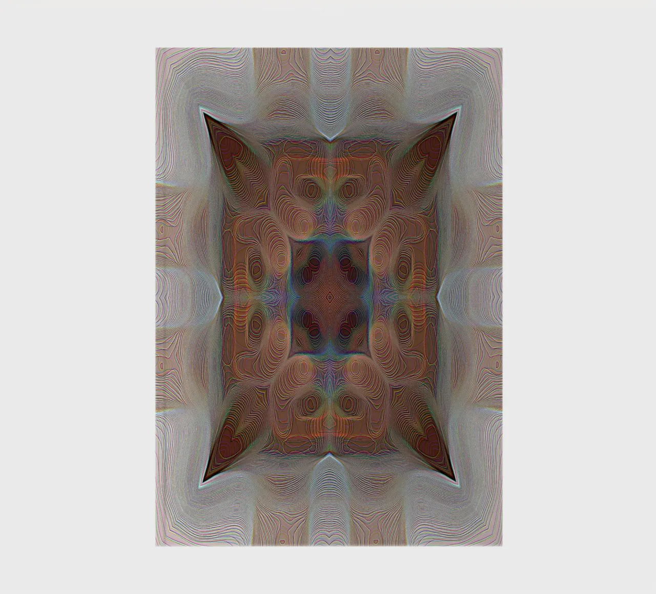 4 coins kaléidoscope avec lignes formes à motifs en rouge-brun carnet de notes de Gürsel Yesil Digital Art