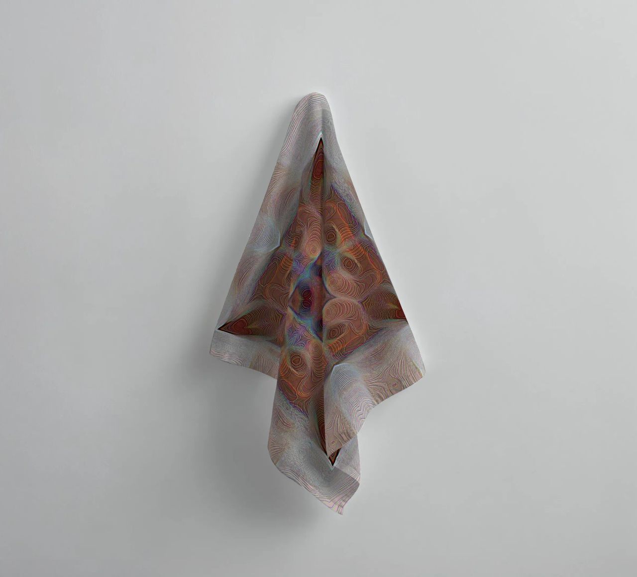 4 corners kaleidoscope with lines patterned shapes in red-brown towel by Gürsel Yesil Digital Art