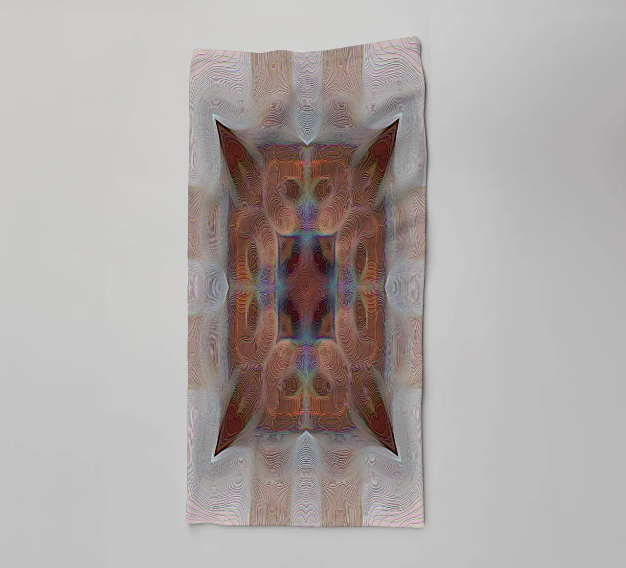 4 coins kaléidoscope avec lignes formes à motifs en rouge-brun serviette de bain de Gürsel Yesil Digital Art