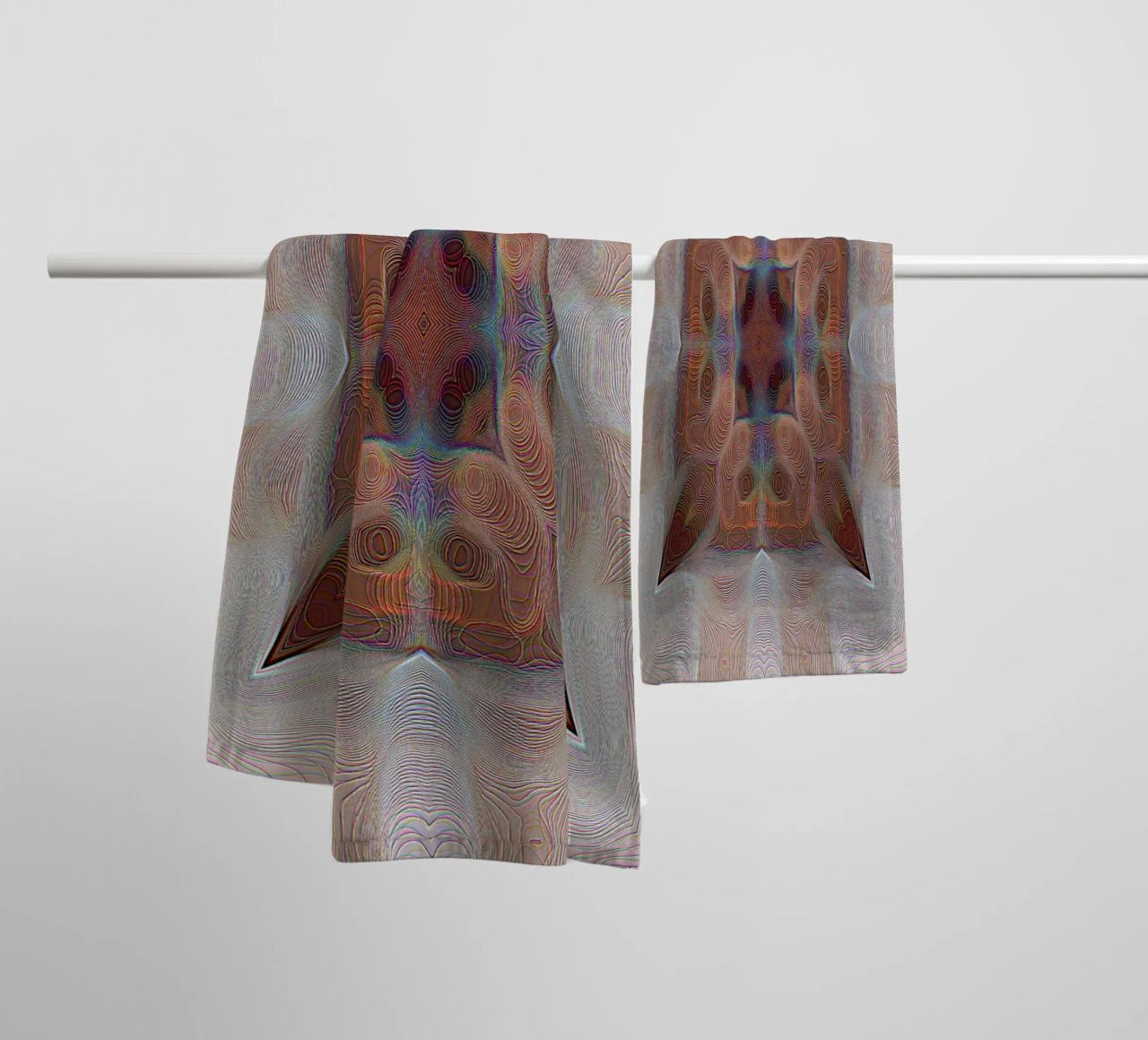 4 corners kaleidoscope with lines patterned shapes in red-brown towel by Gürsel Yesil Digital Art