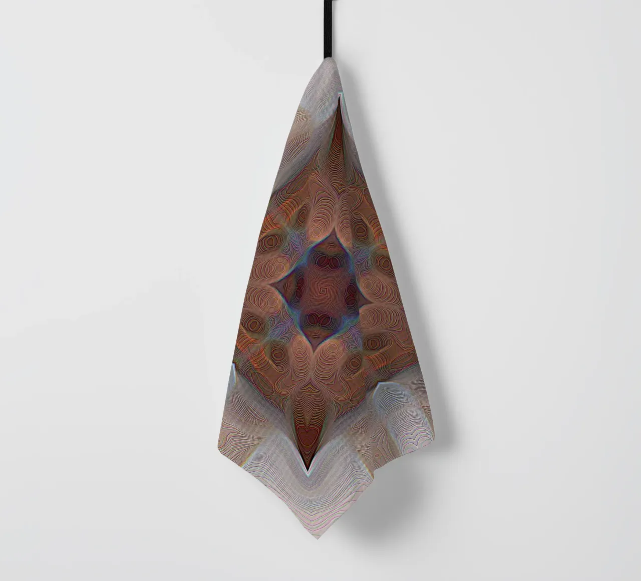 4 Ecken Kaleidoskop mit Linien gemusterte Formen in rotbraun Geschirrtuch von Gürsel Yesil Digital Art