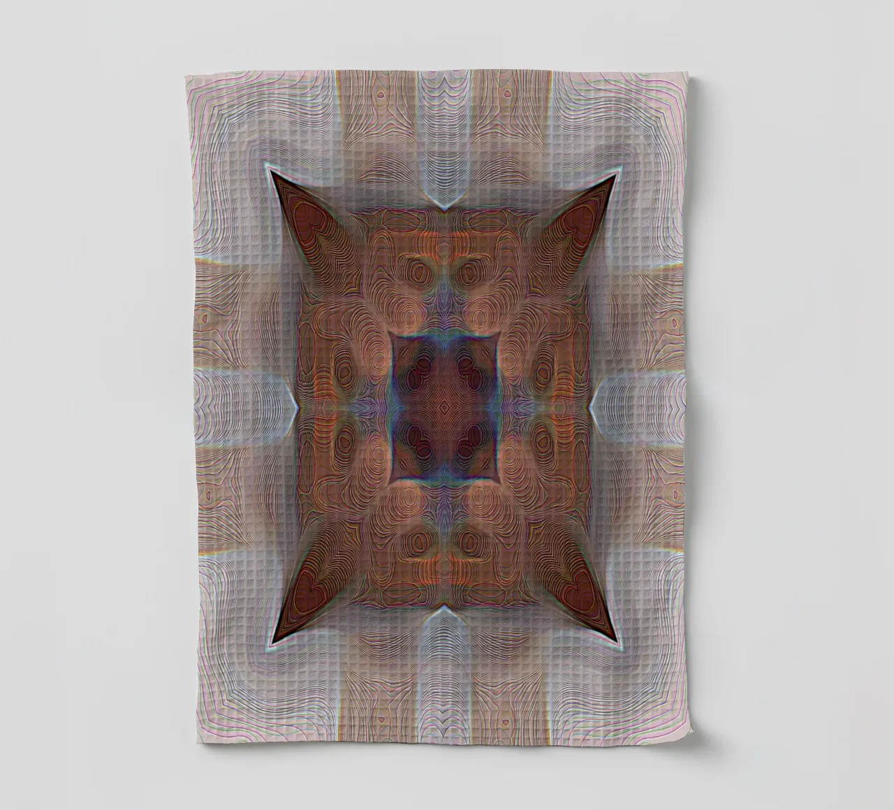 4 Ecken Kaleidoskop mit Linien gemusterte Formen in rotbraun Geschirrtuch von Gürsel Yesil Digital Art