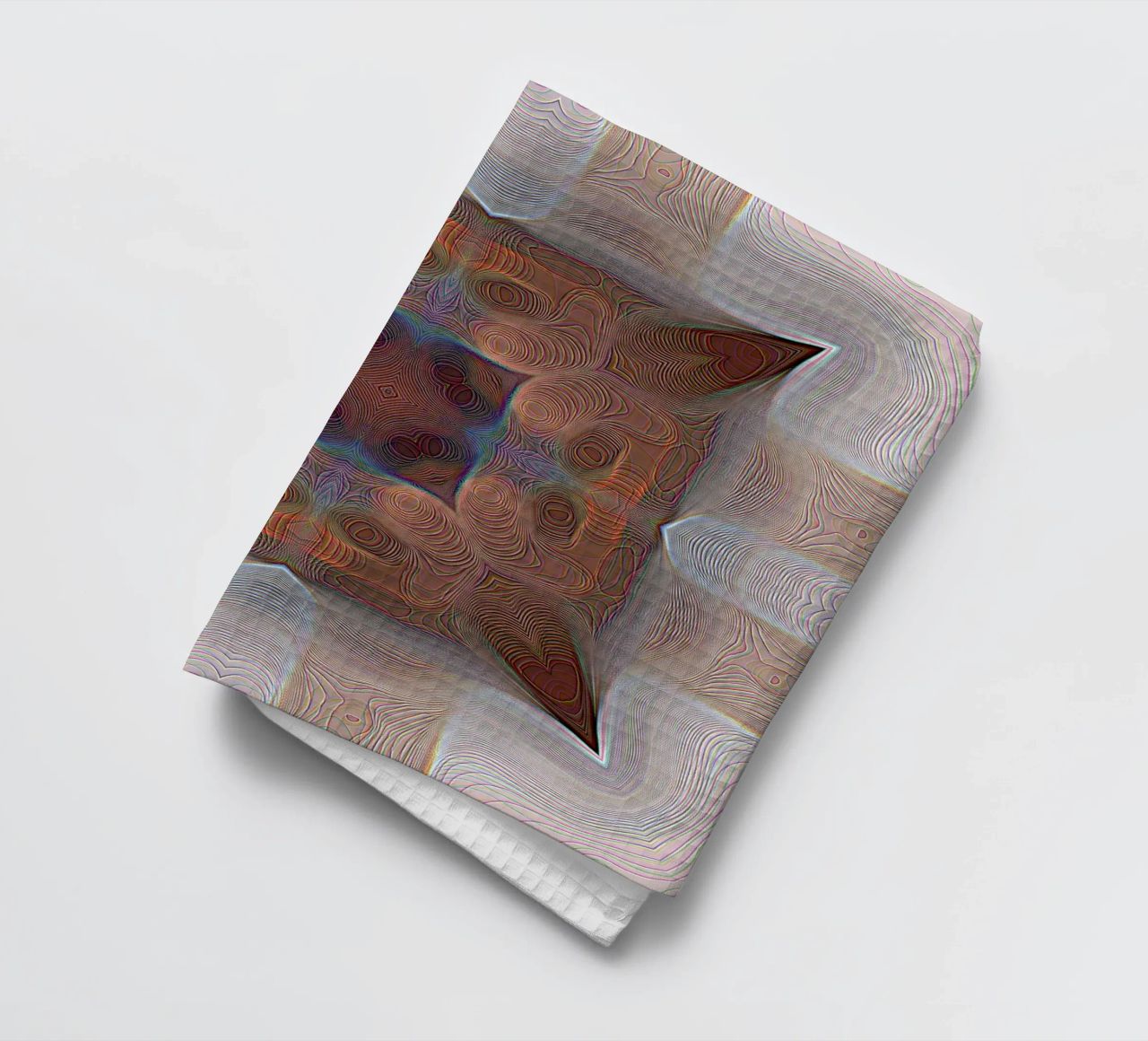 4 corners kaleidoscope with lines patterned shapes in red-brown tea towel by Gürsel Yesil Digital Art