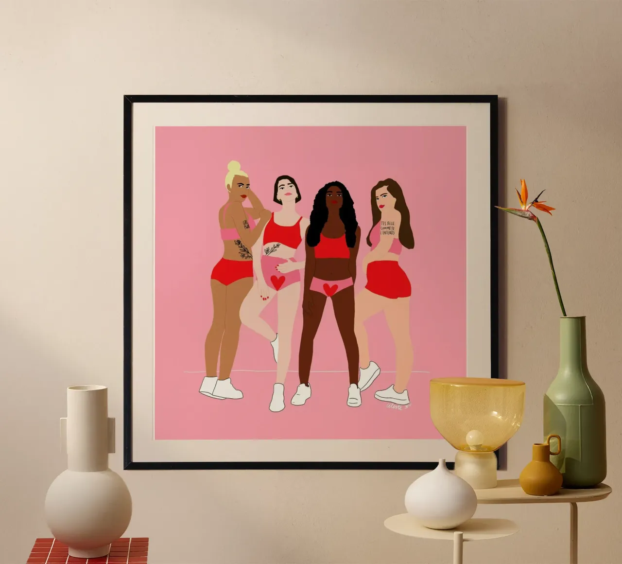 T'es belle comme poster con telaio in alluminio da Céleste Wallaert