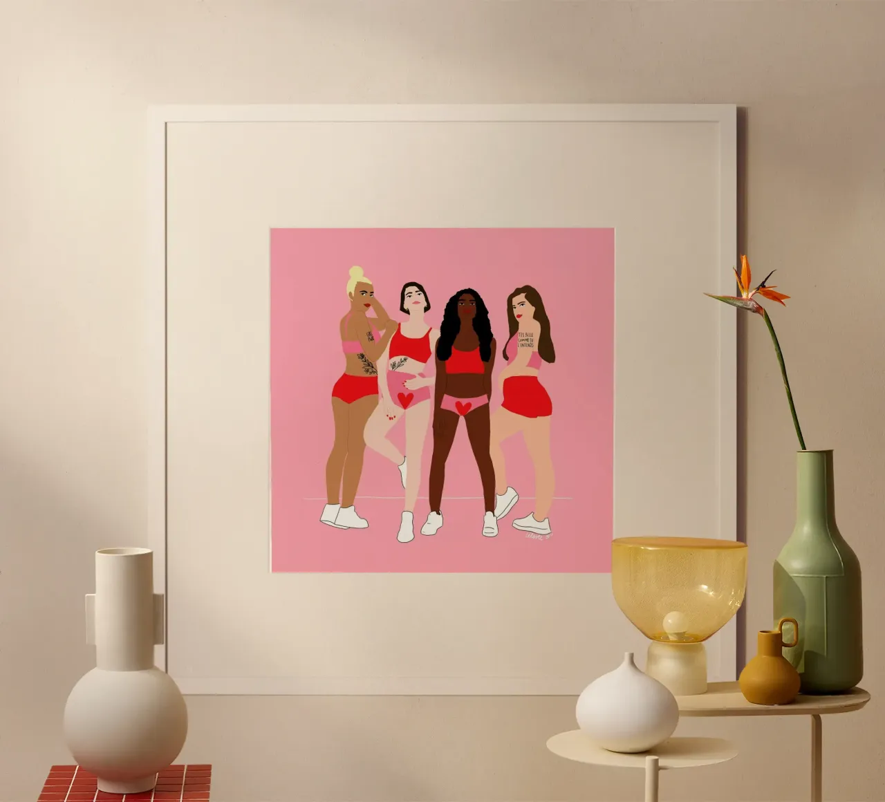 T'es belle comme poster con telaio in alluminio da Céleste Wallaert