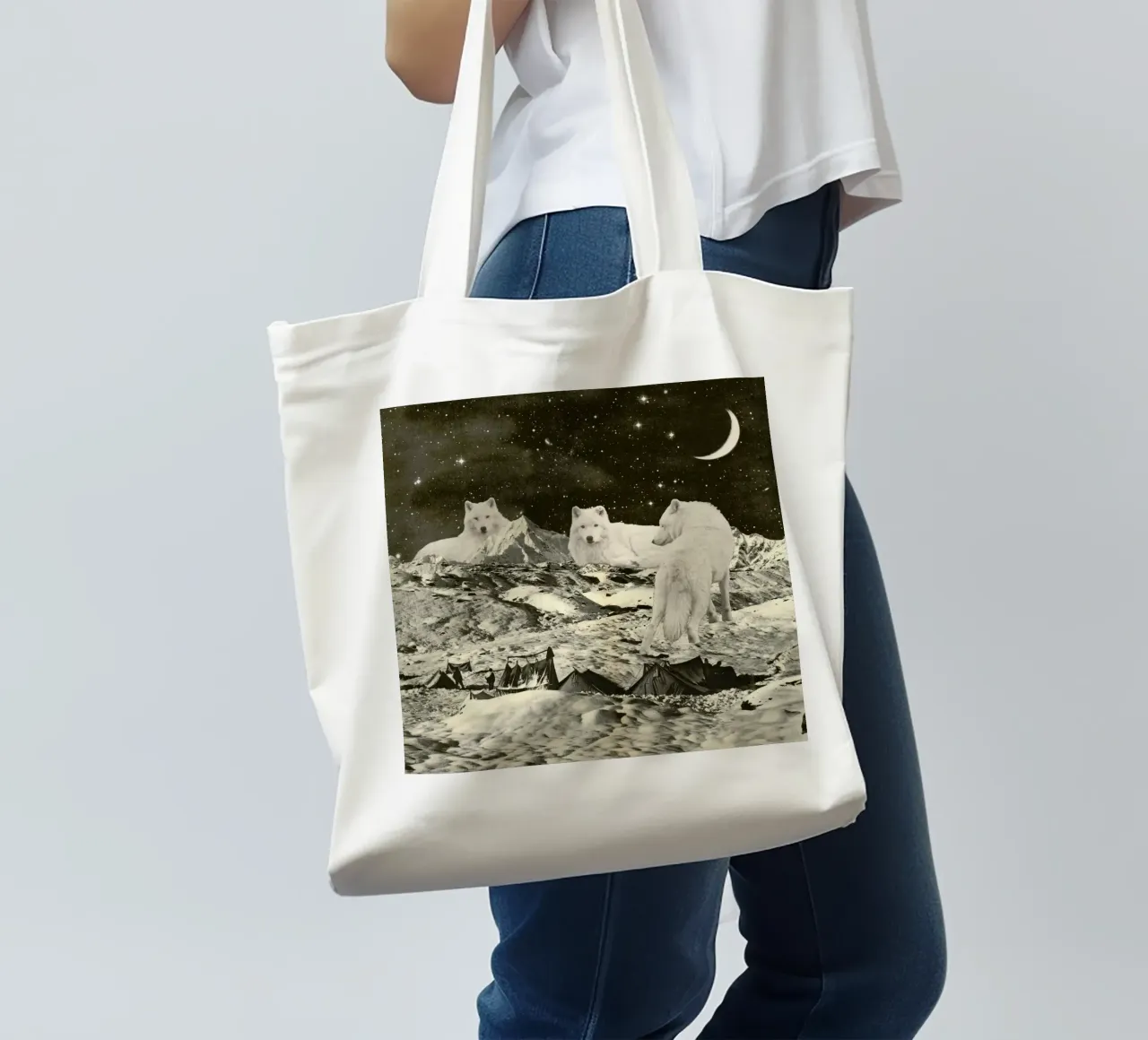 White Wolves Jutebeutel von Florent Bodart