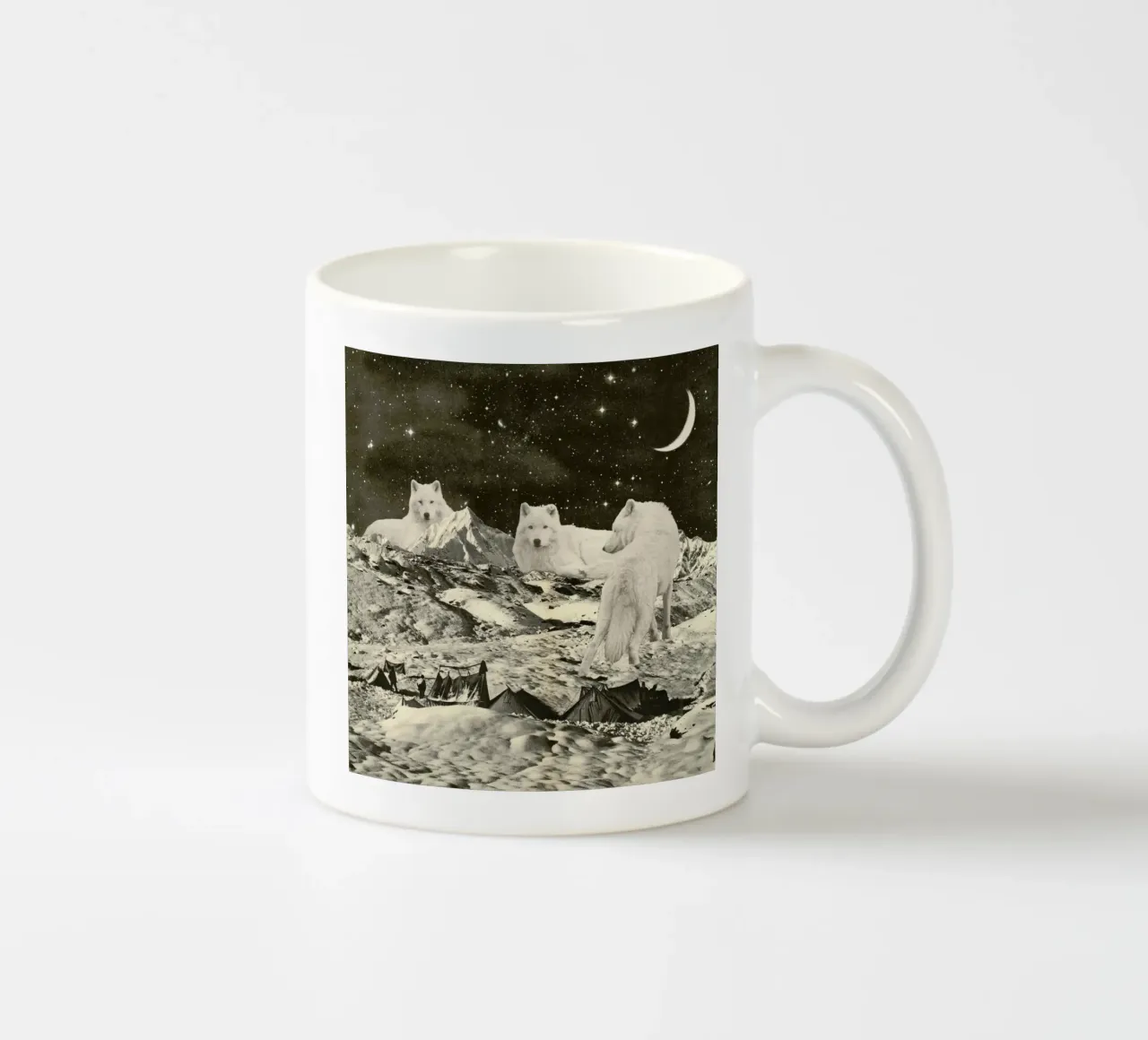White Wolves tazza in ceramica da Florent Bodart