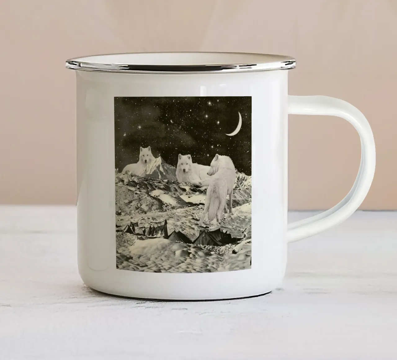 White Wolves tazza in smalto da Florent Bodart