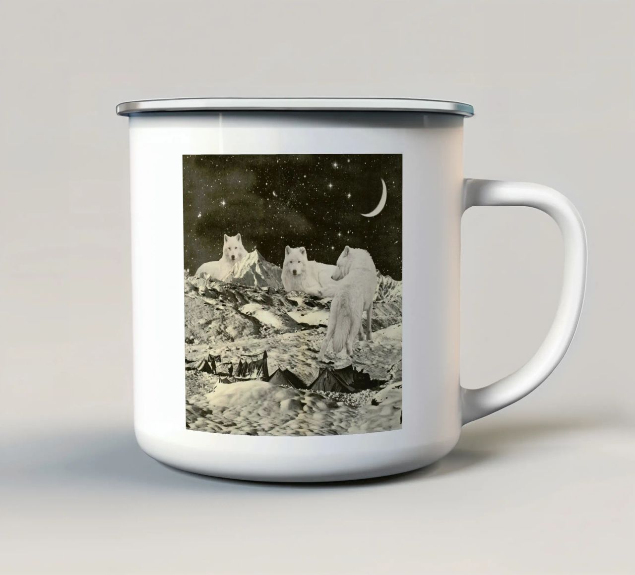 White Wolves tazza in smalto da Florent Bodart