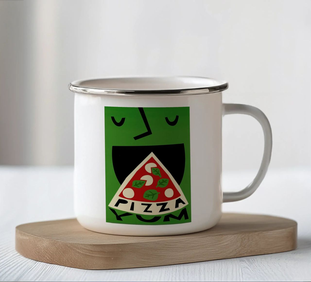 Yum Pizza tazza in smalto da Fox & Velvet