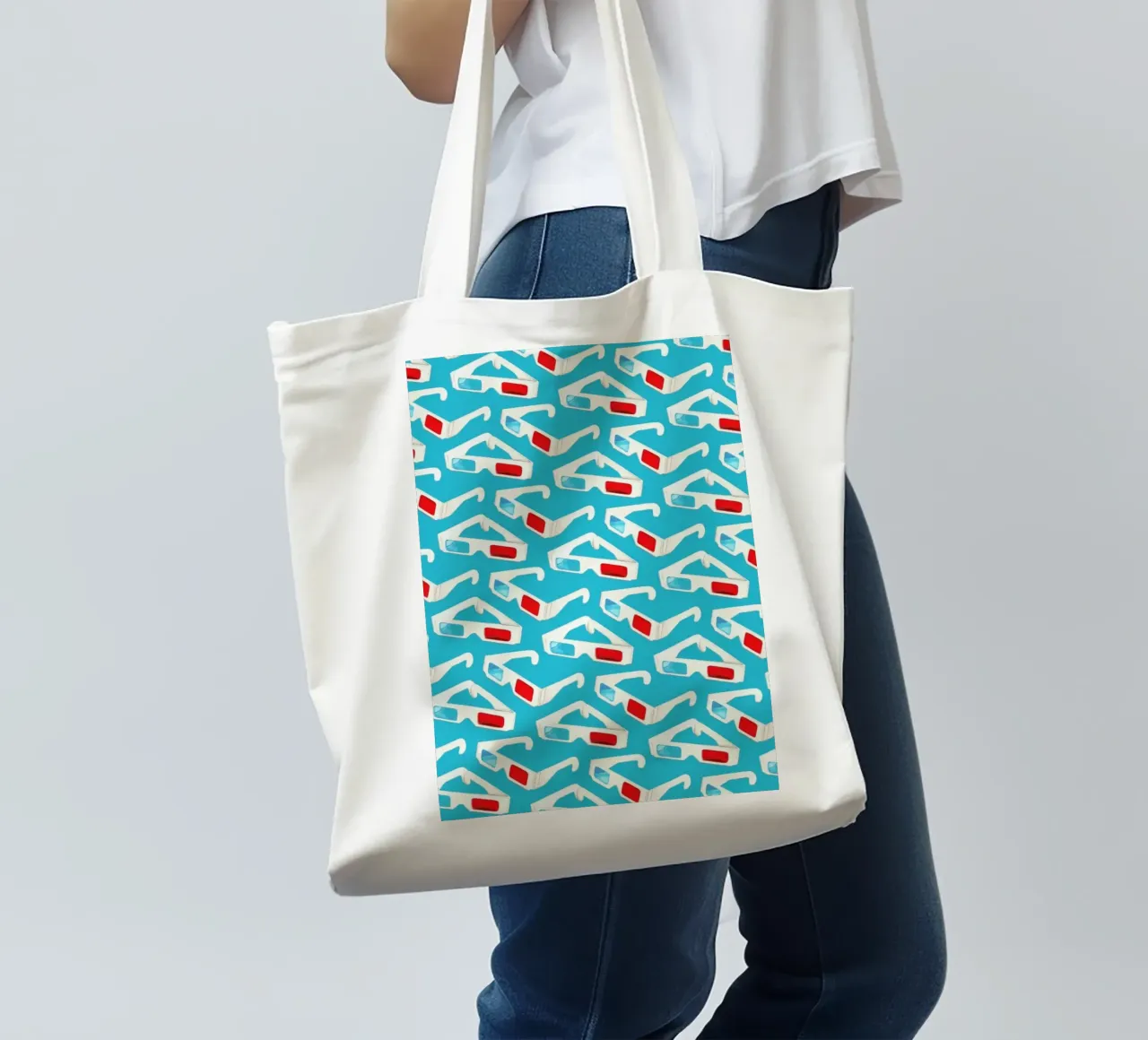 3D Glasses Pattern Teal borsa in juta da Kelly Gilleran