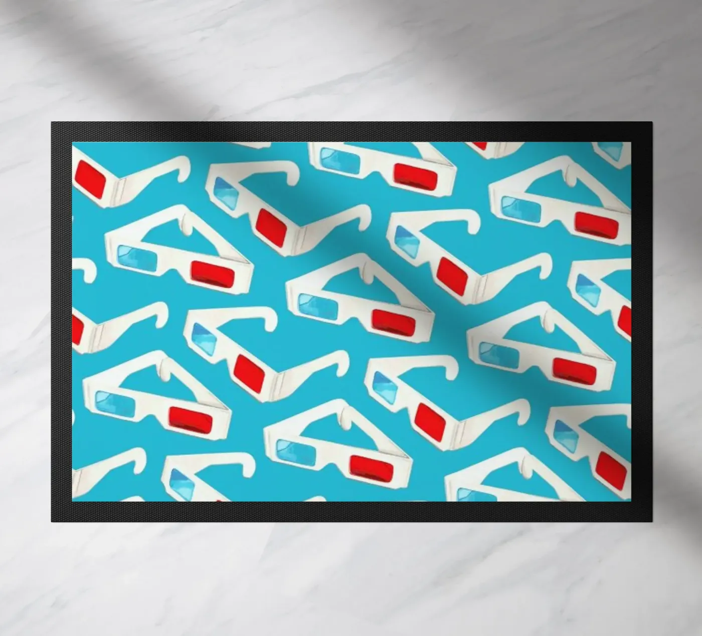 3D Glasses Pattern Teal deurmat van Kelly Gilleran
