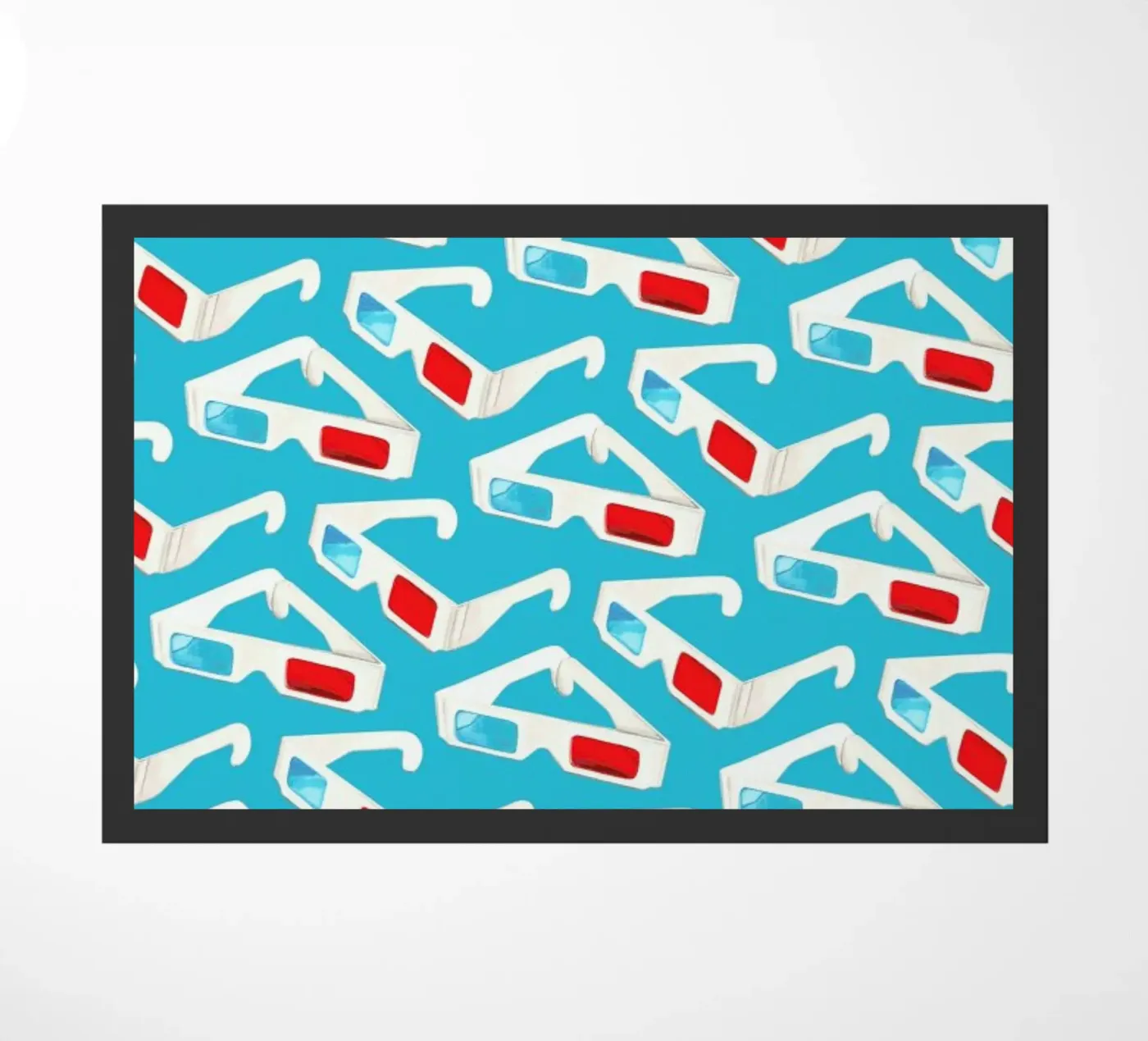 3D Glasses Pattern Teal deurmat van Kelly Gilleran