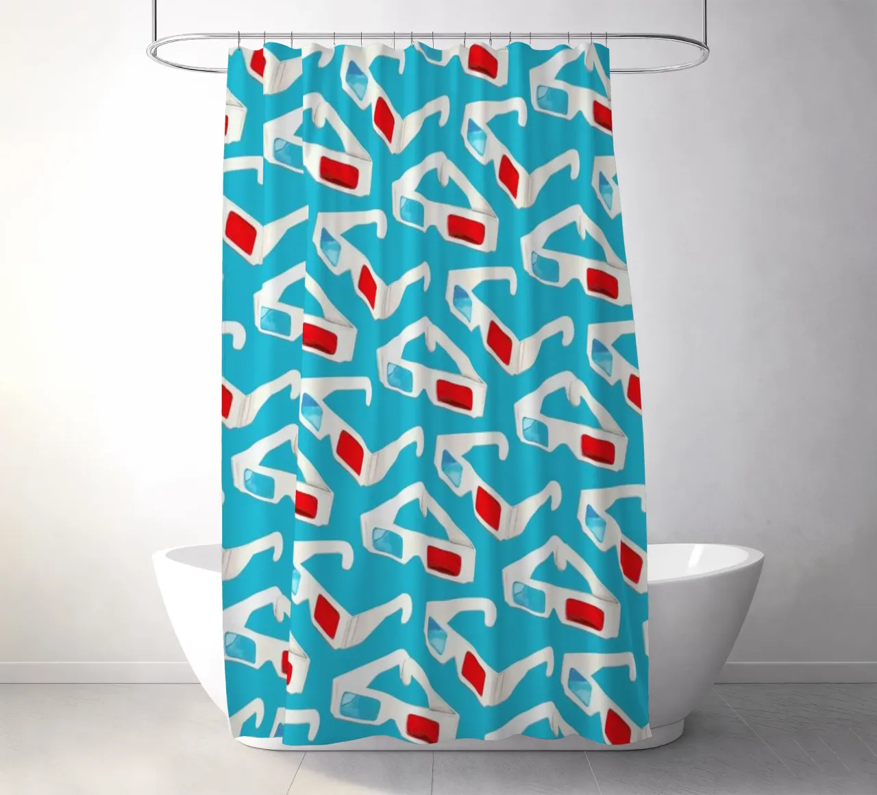 3D Glasses Pattern Teal tenda da doccia da Kelly Gilleran