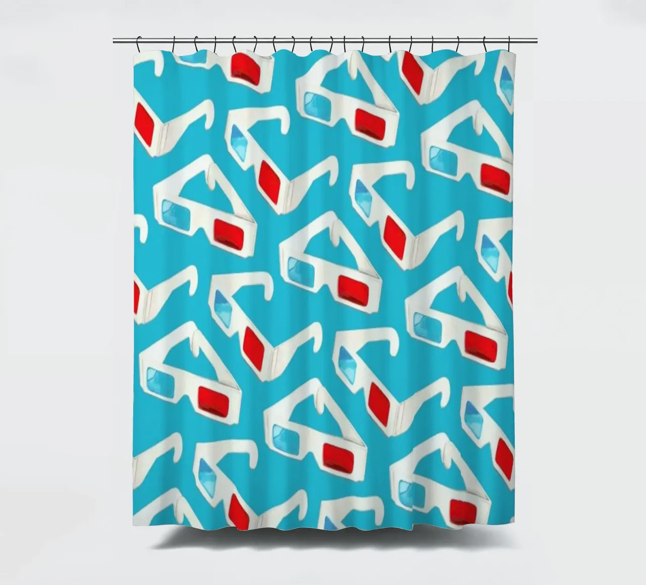 3D Glasses Pattern Teal tenda da doccia da Kelly Gilleran