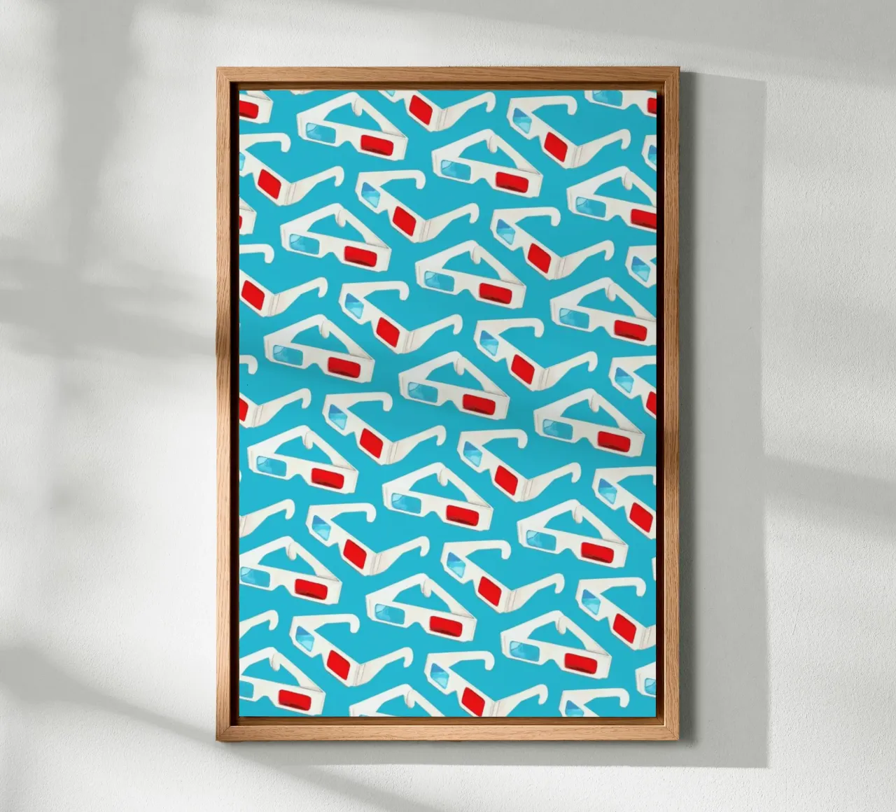 3D Glasses Pattern Teal tela con Cornice a cassetta da Kelly Gilleran
