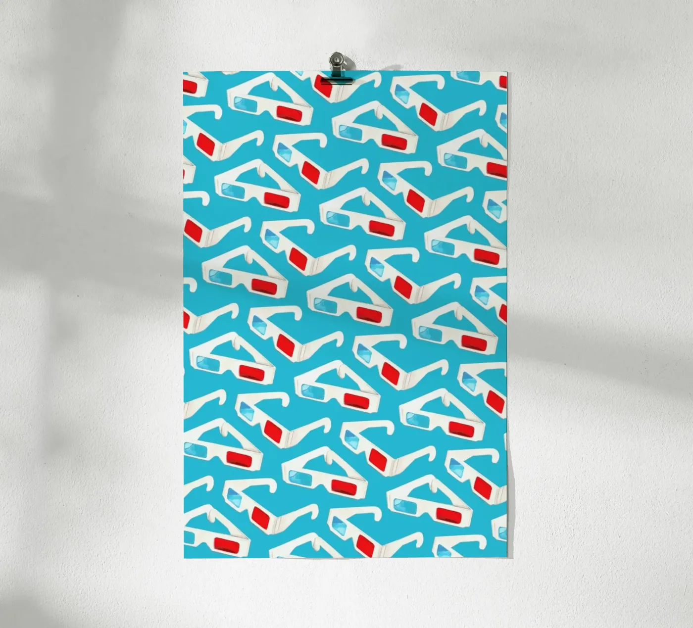 3D Glasses Pattern Teal poster by Kelly Gilleran