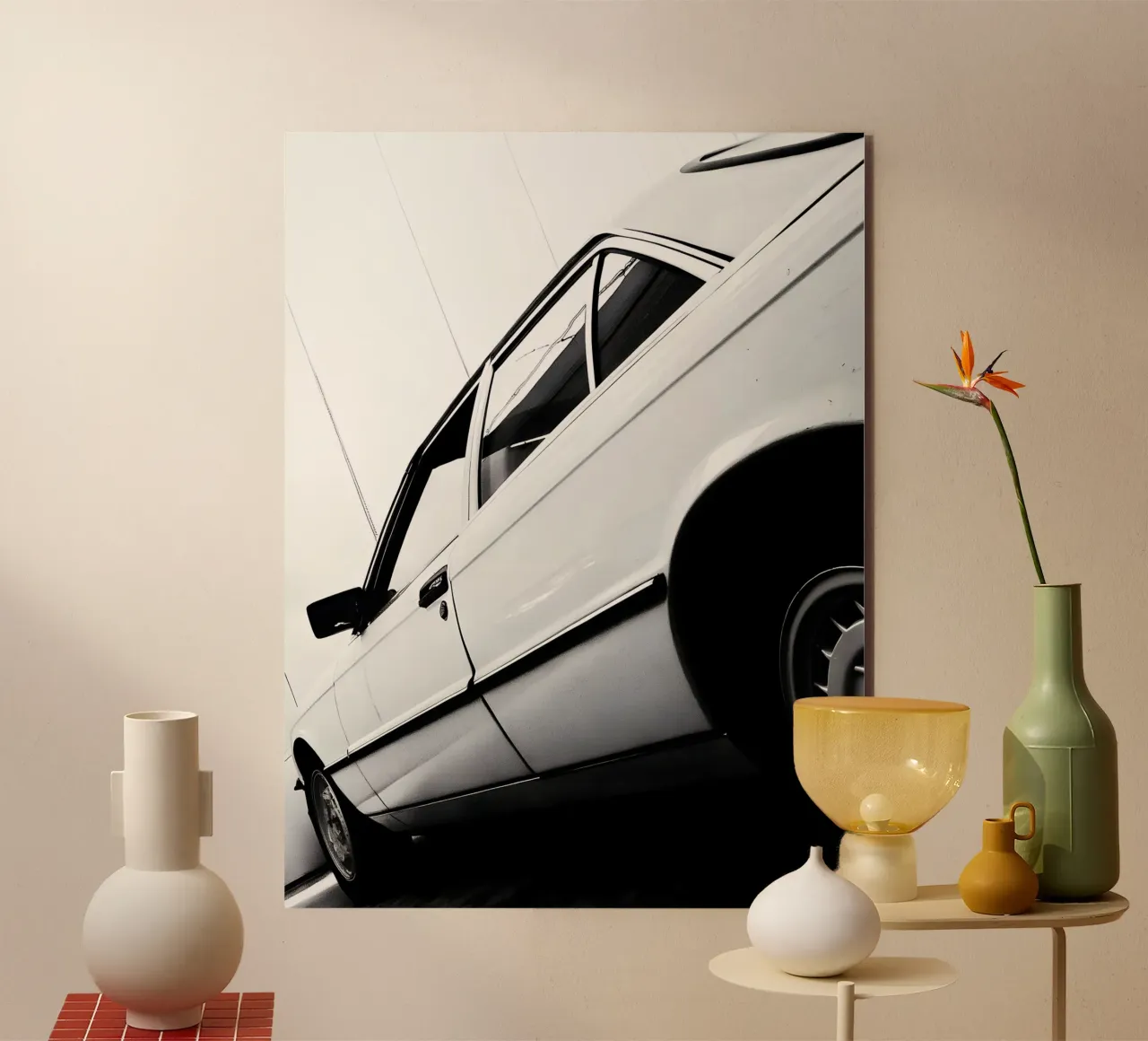 Auto d'epoca monocromatica alluminio dibond da CAR EDITION
