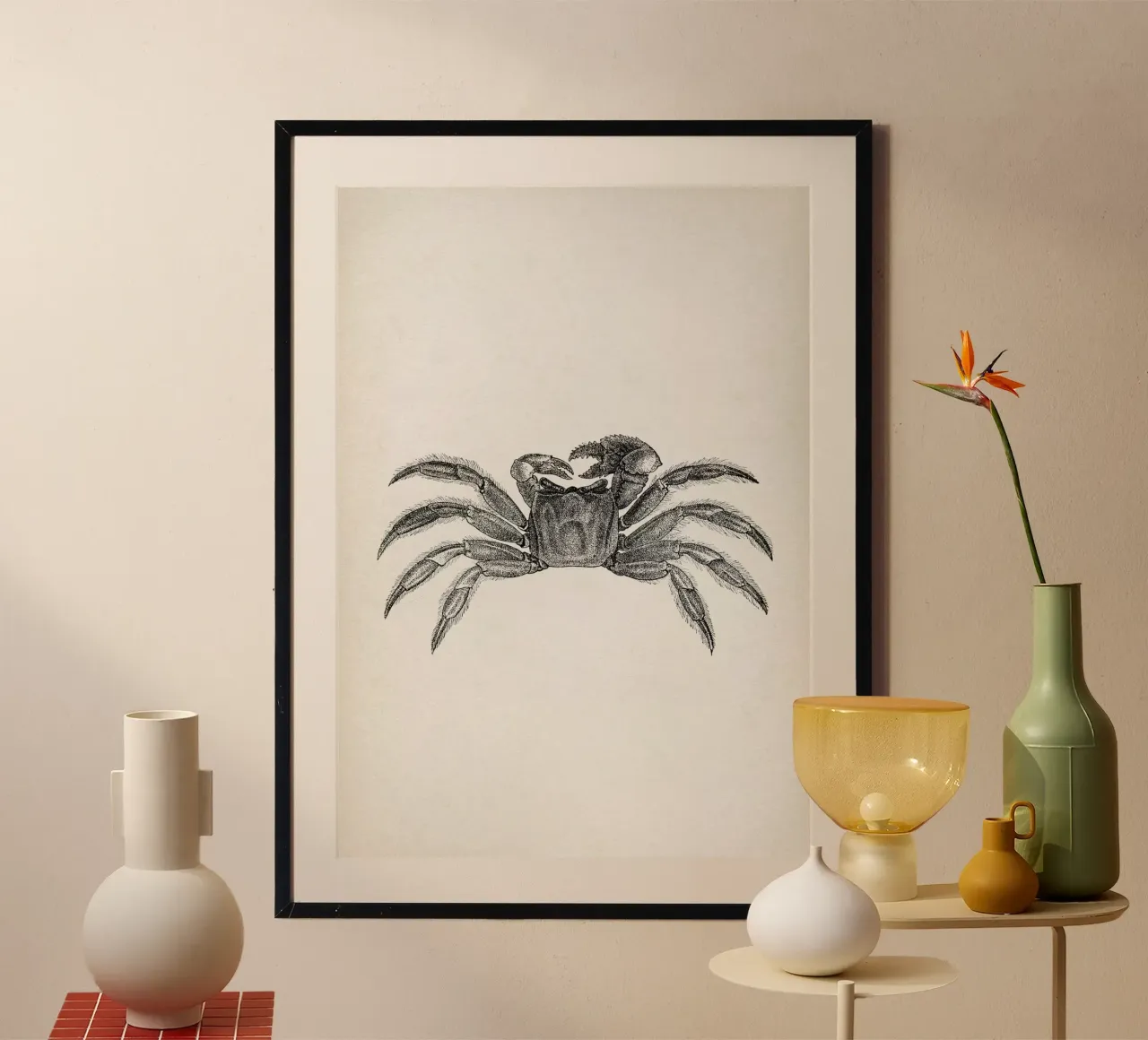 Vintage Brehm 2 Reiterkrabbe poster con telaio in alluminio da Vintage Print Collection