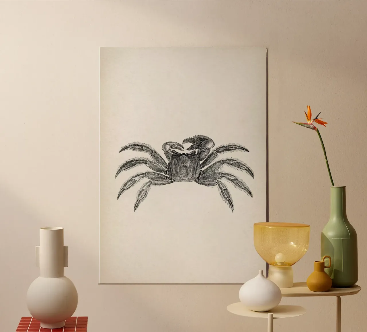 Vintage Brehm 2 Reiterkrabbe poster con telaio in alluminio da Vintage Print Collection