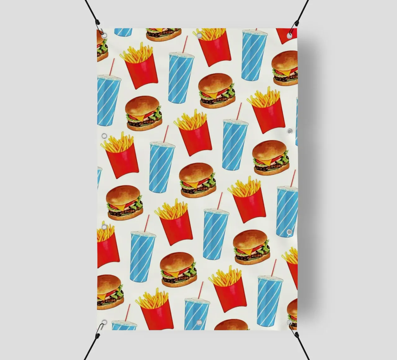 Combo Meal Pattern White telo in pvc da Kelly Gilleran