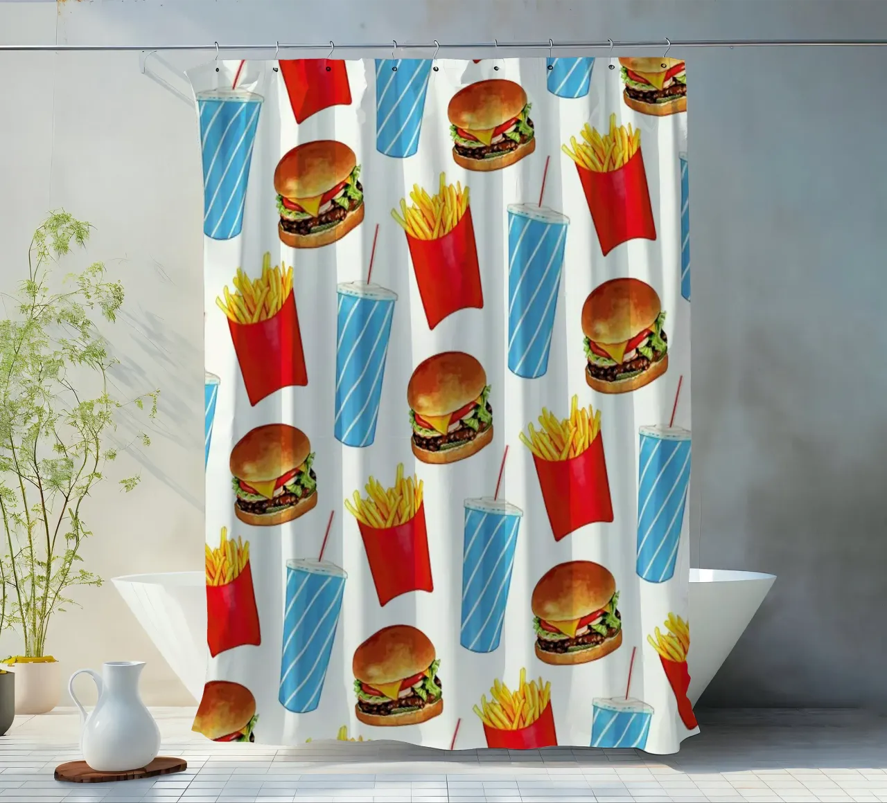 Combo Meal Pattern White Duschvorhang von Kelly Gilleran