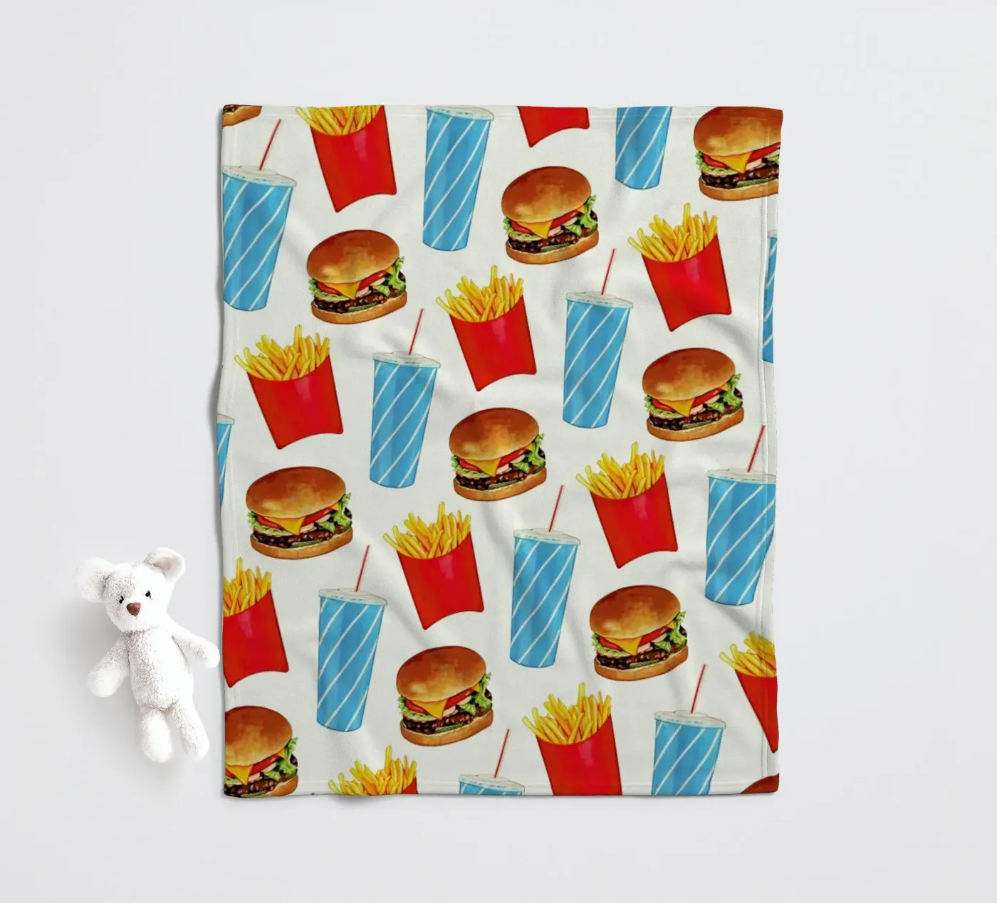 Combo Meal Pattern White Fleecedecke von Kelly Gilleran
