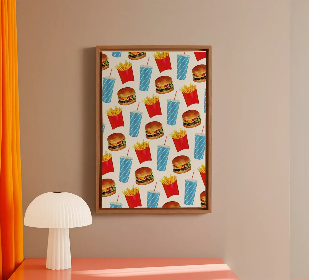 Combo Meal Pattern White tela con Cornice a cassetta da Kelly Gilleran