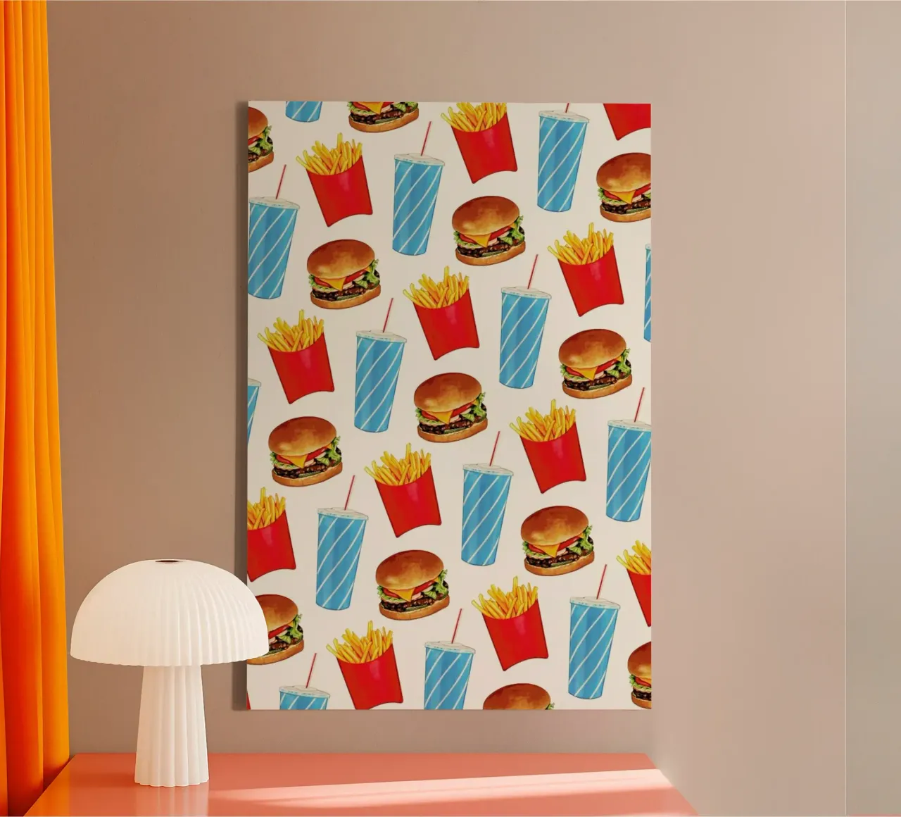 Combo Meal Pattern White tela con Cornice a cassetta da Kelly Gilleran