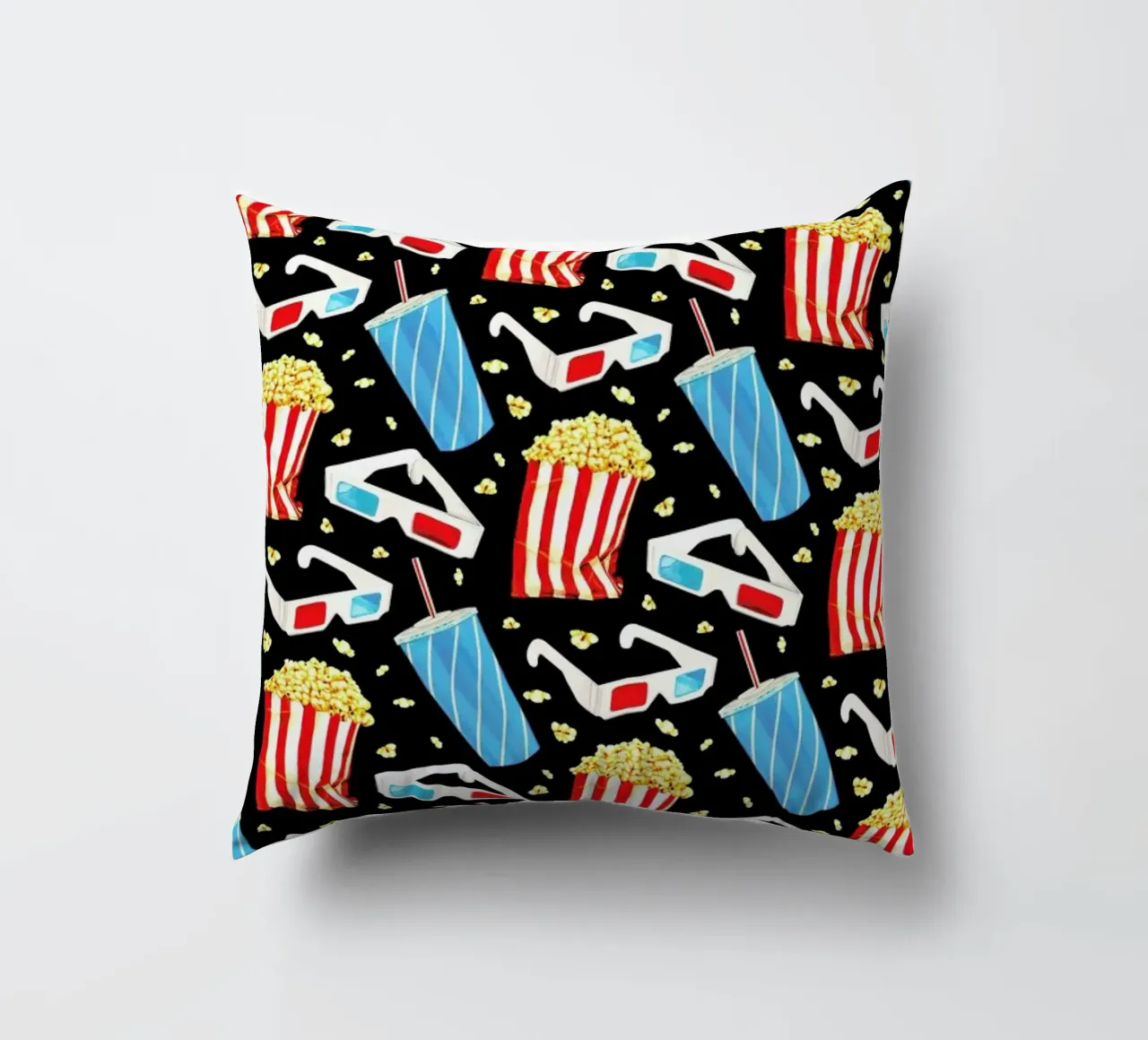 3D Movie Pattern Black cuscino da Kelly Gilleran