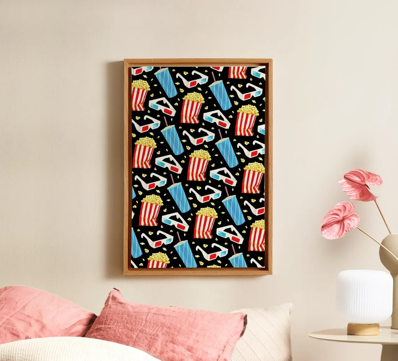 3D Movie Pattern Black tela con Cornice a cassetta da Kelly Gilleran