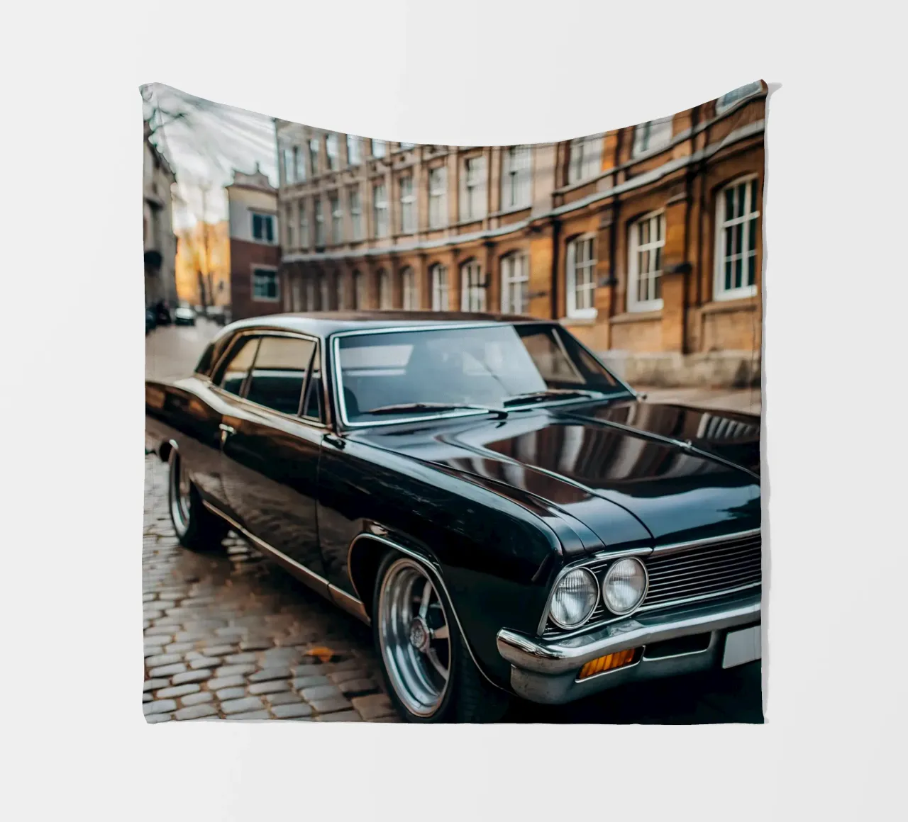 Schwarzer Oldtimer Fleecedecke von CAR EDITION