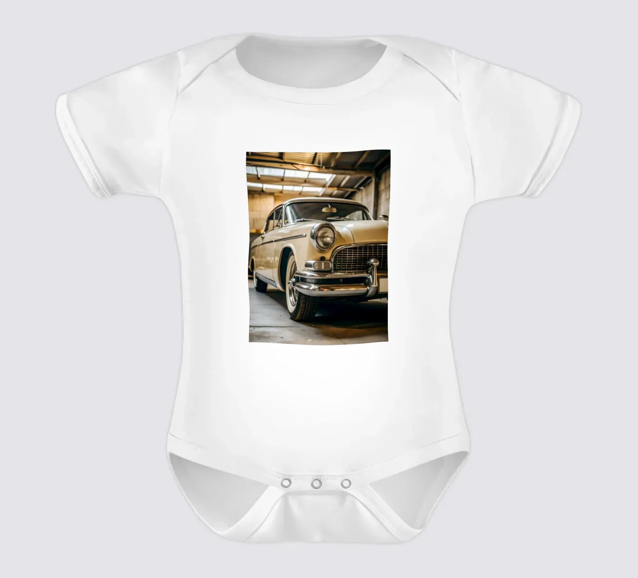 Cream Classic Car short-sleeve baby romper by CAR EDITION